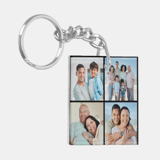 独自の4つのフォトコラージュを作成 キーホルダー (正面左)