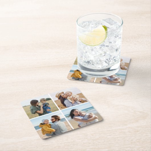 独自の4つのフォトコラージュを作成 スクエアペーパーコースター (インサイチュ)
