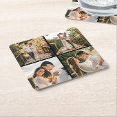独自の4つのフォトコラージュを作成 スクエアペーパーコースター (アングル)