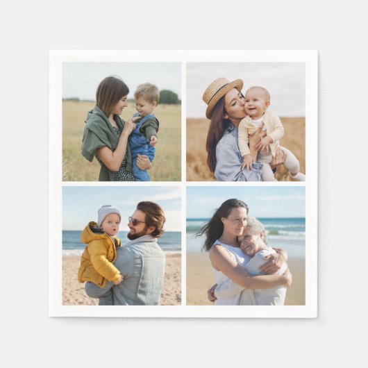 独自の4つのフォトコラージュを作成 スタンダードカクテルナプキン (正面)