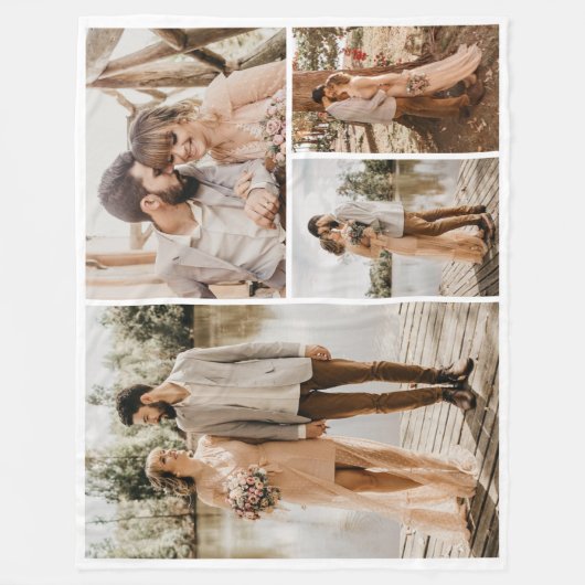 独自の4つのフォトコラージュを作成 フリースブランケット (正面)