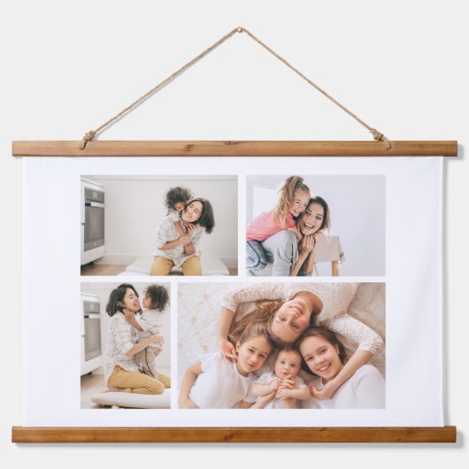 独自の4つのフォトコラージュを作成 吊り下げ型タペストリー (正面)