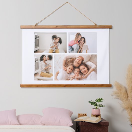 独自の4つのフォトコラージュを作成 吊り下げ型タペストリー (寝室)
