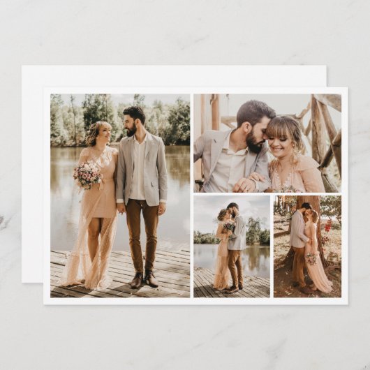 独自の4つのフォトコラージュを作成 招待状 (正面/裏面)