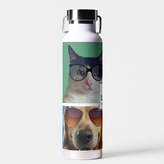 独自の4つのペットフォトコラージュを作成 ウォーターボトル (正面)