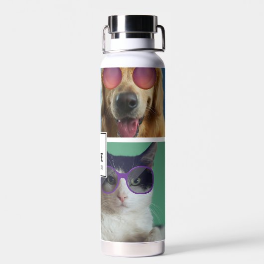独自の4つのペットフォトコラージュを作成 ウォーターボトル (背面)