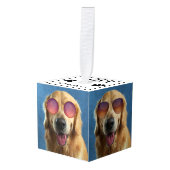 独自の4つのペットフォトコラージュを作成 キューブオーナメント (正面アングル)