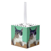 独自の4つのペットフォトコラージュを作成 キューブオーナメント (裏面アングル)