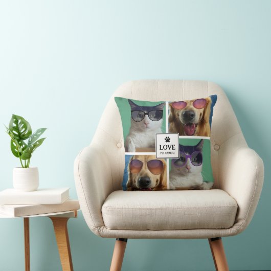 独自の4つのペットフォトコラージュを作成 クッション (椅子)
