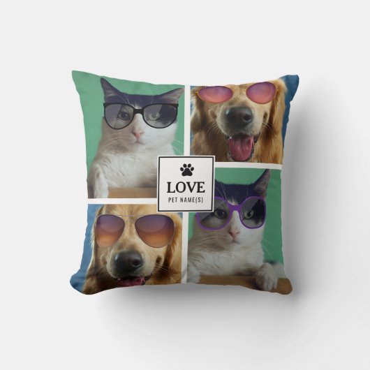 独自の4つのペットフォトコラージュを作成 クッション (正面)