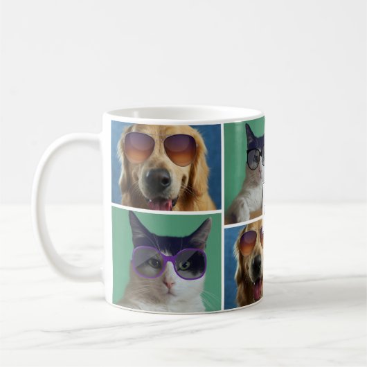 独自の4つのペットフォトコラージュを作成 コーヒーマグカップ (左)