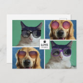 独自の4つのペットフォトコラージュを作成 シーズンポストカード (正面/裏面)