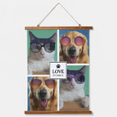 独自の4つのペットフォトコラージュを作成 吊り下げ型タペストリー (正面)