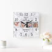 独自の4ファミリフォトコラージュ大理石を作成 スクエア壁時計 (ホーム)