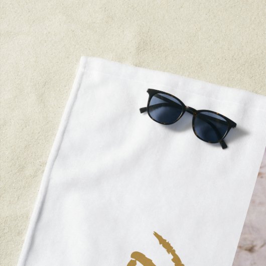 独自の4フォトコラージスクリプト名金ゴールドの作成 ビーチタオル (インサイチュ)