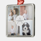 独自の4フォトコラージファミリーモノグラムを作成 メタルオーナメント (左)