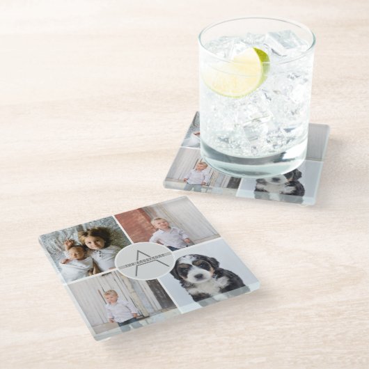 独自の4フォトコラージモノグラムの作成 ガラスコースター (アングル)