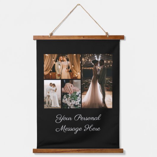 独自の4フォトコラージュのウェルカムサインを作成 吊り下げ型タペストリー (正面)
