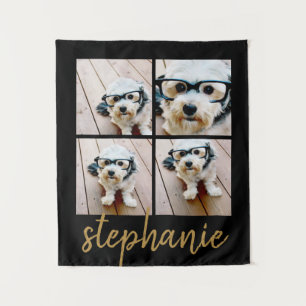 独自の4フォトコラージュを作成 – スクリプト金ゴールド タペストリー