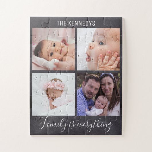 独自の4フォトコラージュChalkboardファミリを作成 ジグソーパズル (縦)