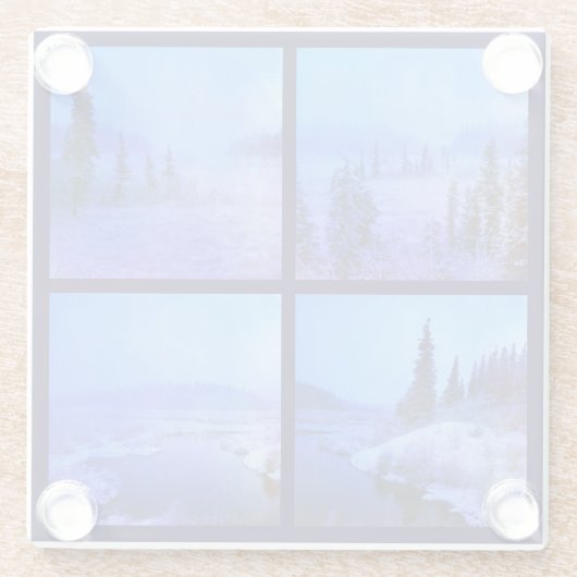 独自の4フォトスクエアを作成 ガラスコースター (裏面)