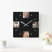 独自の4フォトブラックを作モダン成 スクエア壁時計 (ホーム)