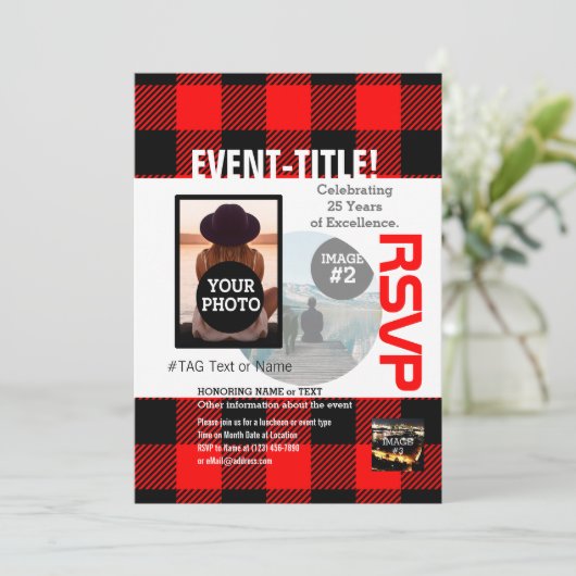 独自の4枚のイメージを作成12行のカスタム文字 招待状 (スタンド正面)