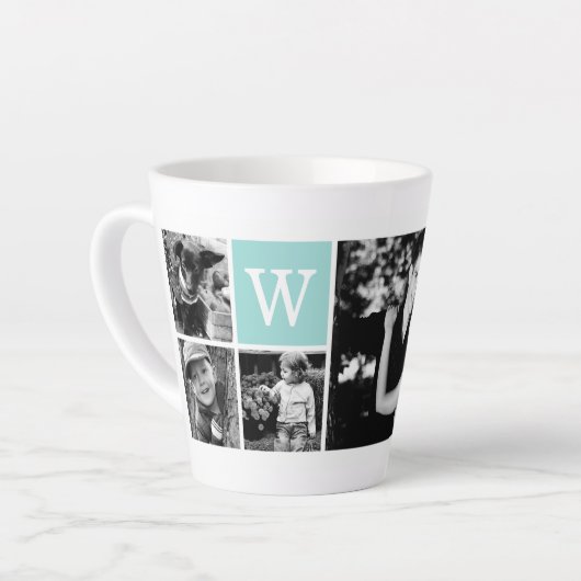 独自の4枚のフォトギャラリーとMint Monogramを追加 カフェラテマグ (左アングル)
