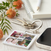 独自の4枚のフォトコラージュ最高のパパを作成 キーホルダー (正面右)