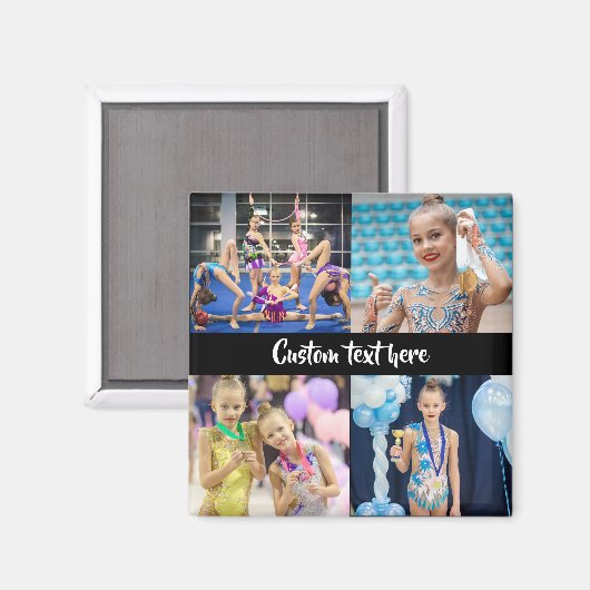 独自の4枚の写真を作成するコラージュ体操 マグネット (正面/裏面)