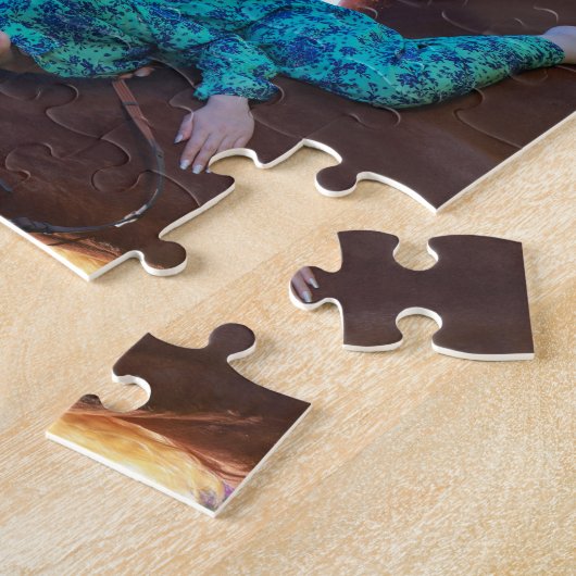 独自の4枚の写真を作成コラージュ馬 ジグソーパズル (側面)