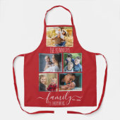 独自の5つのフォトコラージュを作成するファミリ引用文赤 エプロン (正面)