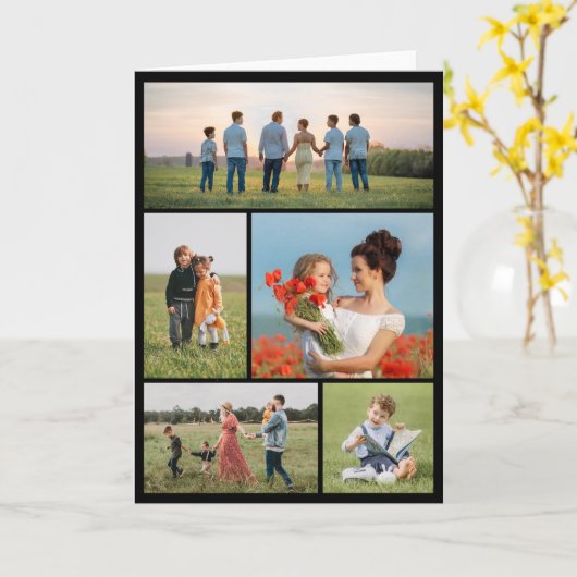 独自の5つのフォトコラージュを作成 カード (黄色い花)