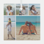 独自の5つのフォトコラージュを作成 ガラスオーナメント (正面)