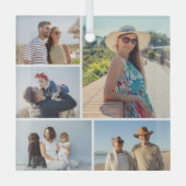 独自の5つのフォトコラージュを作成 ガラスオーナメント (正面)