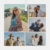 独自の5つのフォトコラージュを作成 ガラスオーナメント (裏面)