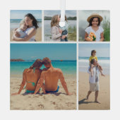 独自の5つのフォトコラージュを作成 ガラスオーナメント (裏面)