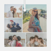 独自の5つのフォトコラージュを作成 ガラスオーナメント (正面)