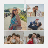 独自の5つのフォトコラージュを作成 ガラスオーナメント (裏面)