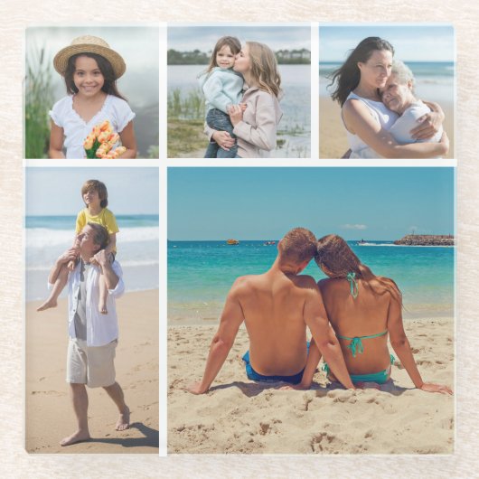 独自の5つのフォトコラージュを作成 ガラスコースター (正面)