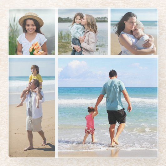 独自の5つのフォトコラージュを作成 ガラスコースター (正面)