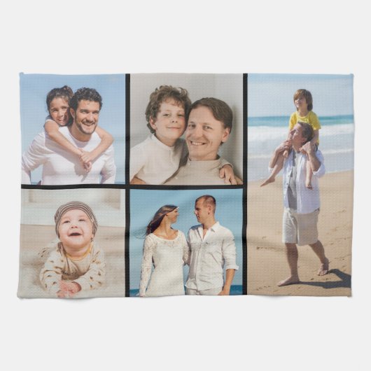 独自の5つのフォトコラージュを作成 キッチンタオル (横)