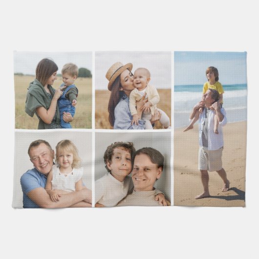 独自の5つのフォトコラージュを作成 キッチンタオル (横)