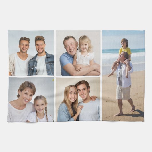 独自の5つのフォトコラージュを作成 キッチンタオル (横)