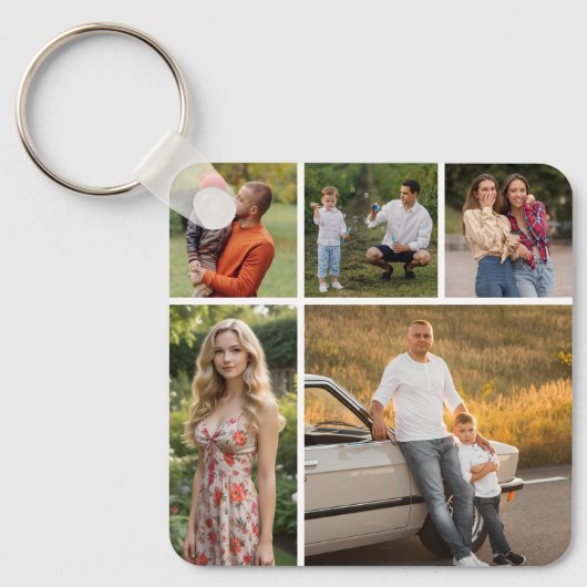 独自の5つのフォトコラージュを作成 キーホルダー (正面)