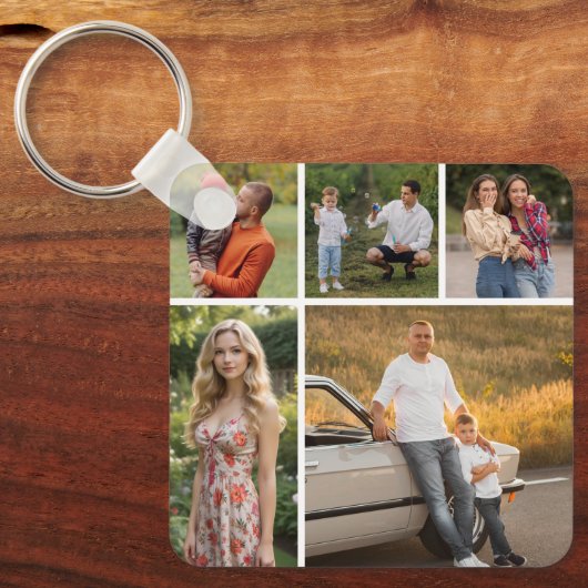 独自の5つのフォトコラージュを作成 キーホルダー (正面)