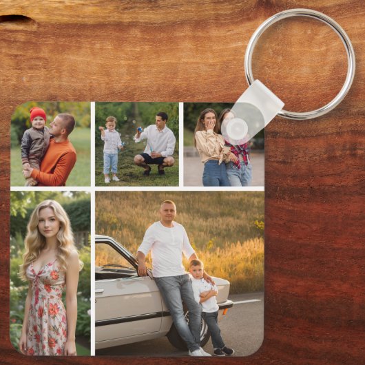 独自の5つのフォトコラージュを作成 キーホルダー (裏面)