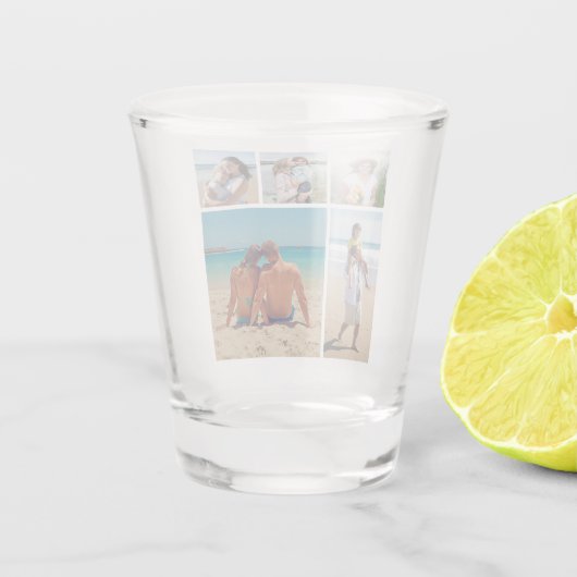 独自の5つのフォトコラージュを作成 ショットグラス (裏面)