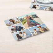 独自の5つのフォトコラージュを作成 スクエアペーパーコースター (アングル)