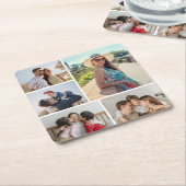 独自の5つのフォトコラージュを作成 スクエアペーパーコースター (アングル)